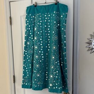 Soft Surroundings Ladies Preciosa Turquoise Maxi Skirt with Silver Accents-XL